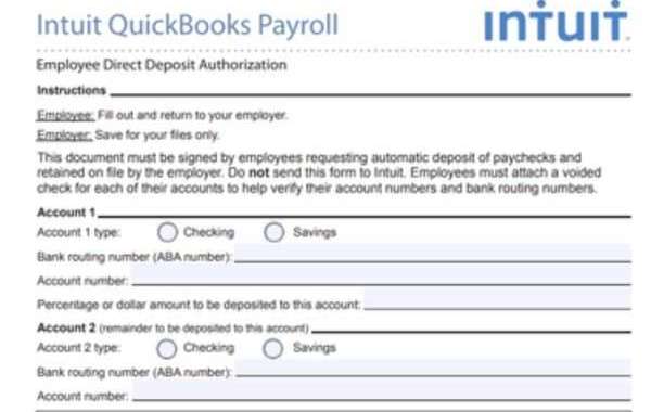 QuickBooks Vendor Direct Deposit Form